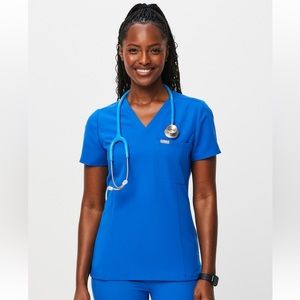 Slim Catarina Figs Scrub Top - Royal Blue